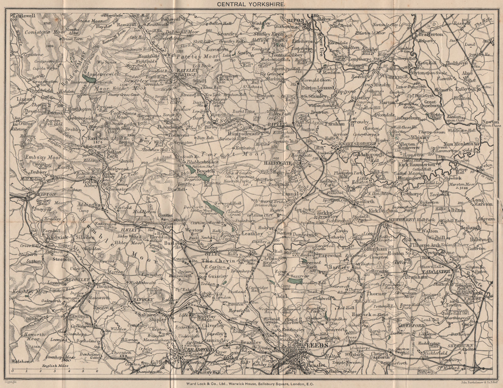 HARROGATE environs. Nidderdale Leeds Ripon Bradford Yorkshire WARD LOCK 1900 map